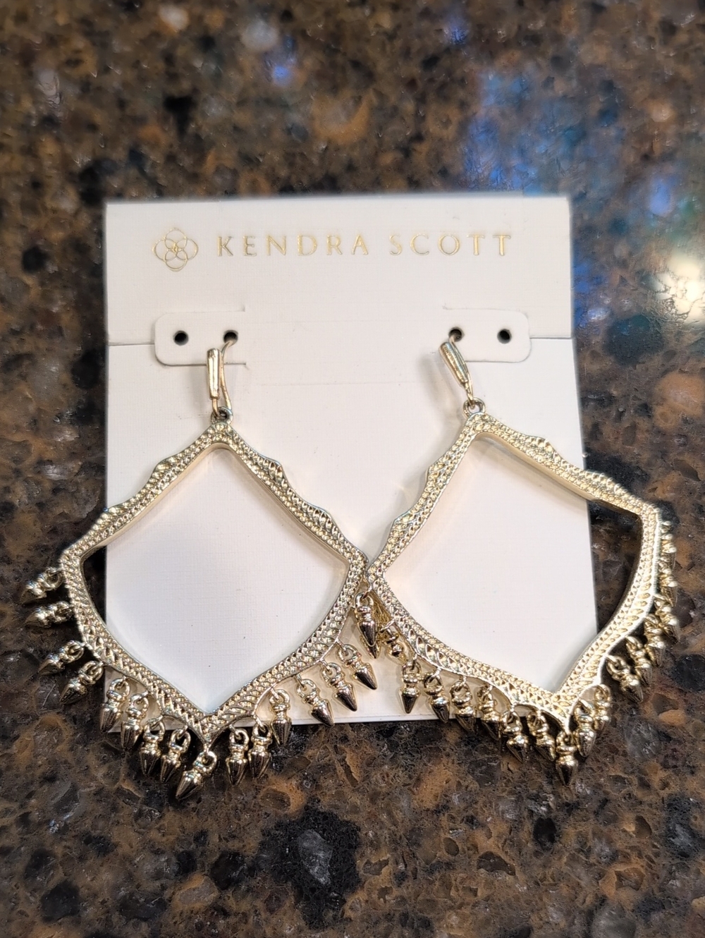 Kendra Scott Gold Textured Filigree Drop Earrings with Fringe
